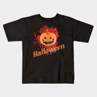 Halloween pumpkin with blood in the background Kids T-Shirt